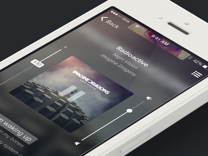 Vertical player by Vincenzo Petito in 36个移动APP界面设计灵感欣赏（IOS8风格）