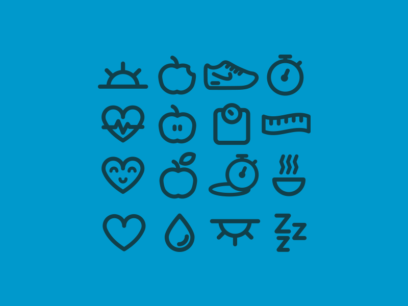 Eat Well Icons by Ema Dimitrova in 30个给网页设计师准备的扁平化图标套装免费下载