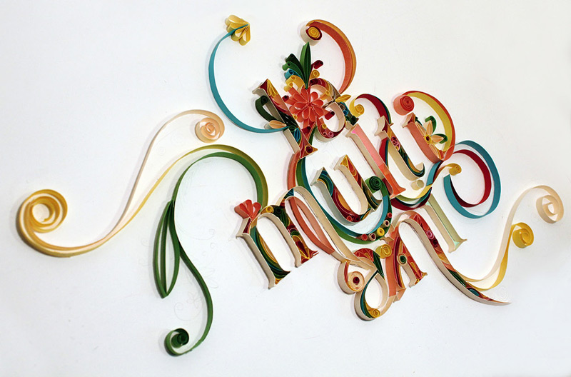 Quilling typography project by Anca Designs in  60个很棒的手工制作的字体设计欣赏