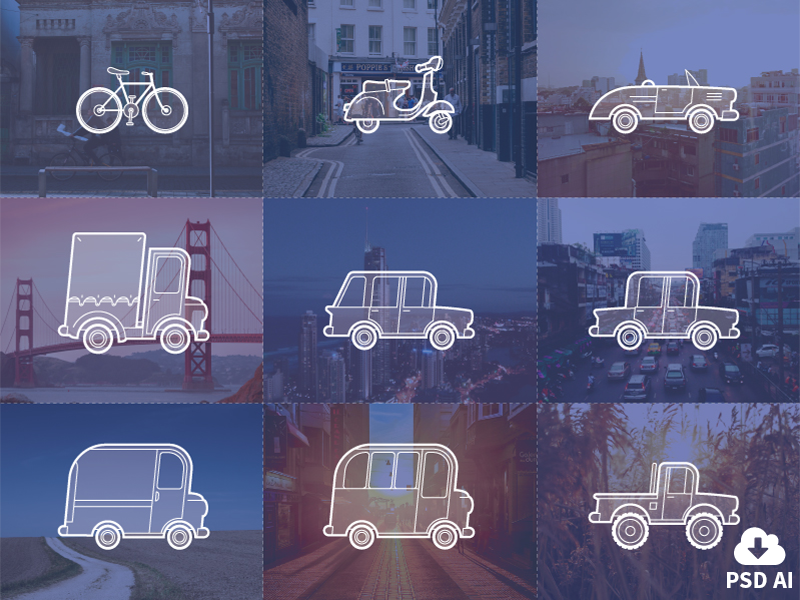 Free Set of transportation Icons by Oxygenna in 30个给网页设计师准备的扁平化图标套装免费下载