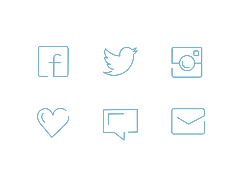 Social Line Icons Set by Alexis Doreau in 30个给网页设计师准备的扁平化图标套装免费下载