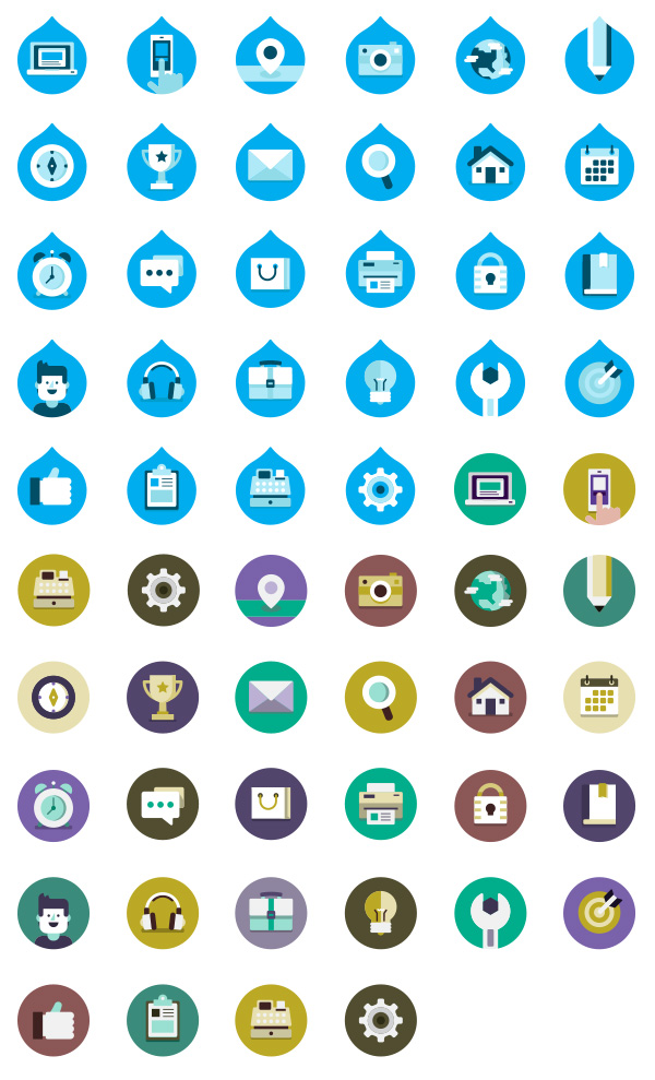 Drupalize.Me Free Icon Package by Justin Harrell in 30个给网页设计师准备的扁平化图标套装免费下载