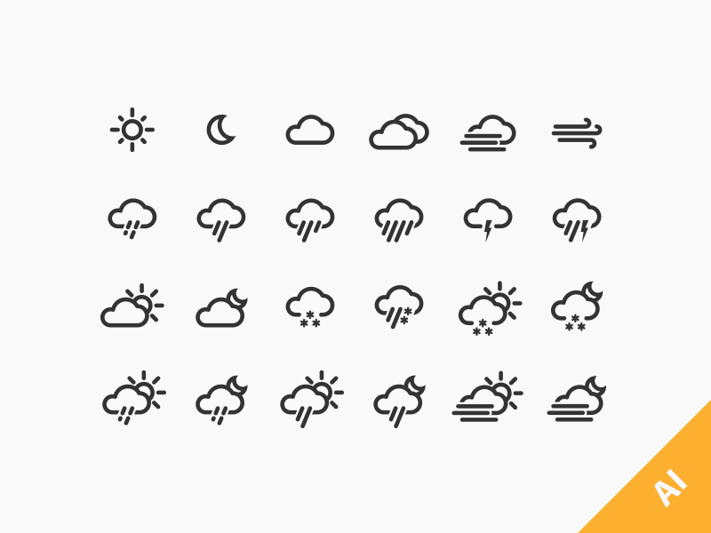 Weather Icons by Jakob Treml in 30个给网页设计师准备的扁平化图标套装免费下载