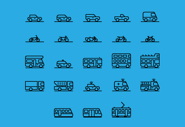 71 Traffic & Transportation Icon Collection by Gustavo Cramez in 30个给网页设计师准备的扁平化图标套装免费下载