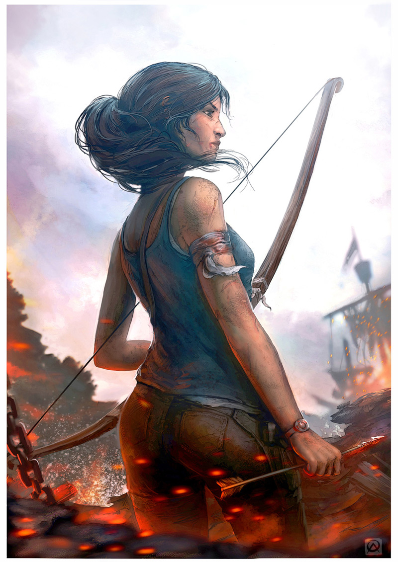 Lara Croft, Oussama Agazzoum in2014年8月的奇幻人物角色设定插画案例欣赏