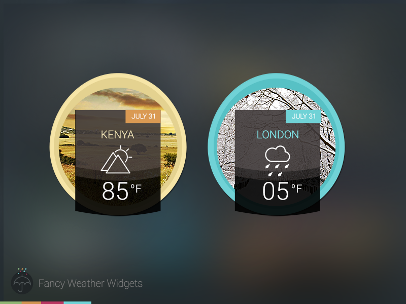 Fancy Weather Widgets Circle by Mohsin Khan in 50个精彩的8月出炉的免费设计资源
