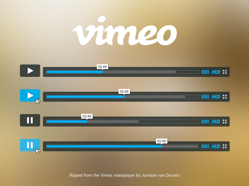 Vimeo Player PSD by Jurriaan van Drunen in 50个精彩的8月出炉的免费设计资源