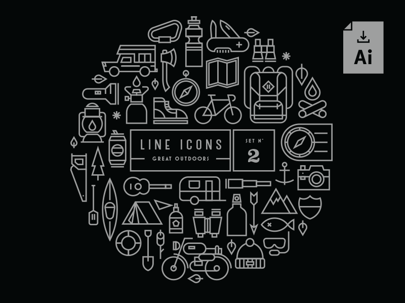 Line Icons by Sander Legrand in 30个给网页设计师准备的扁平化图标套装免费下载