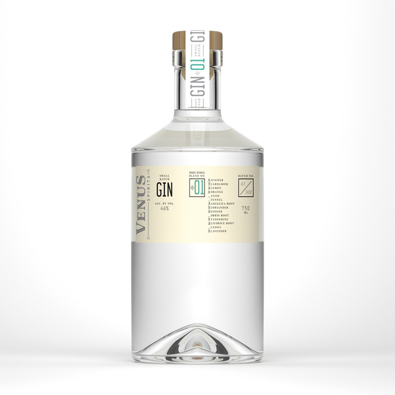 Venus Spirits Small Batch Gin by Chen Design Associates in2014年8月最新的包装设计灵感欣赏