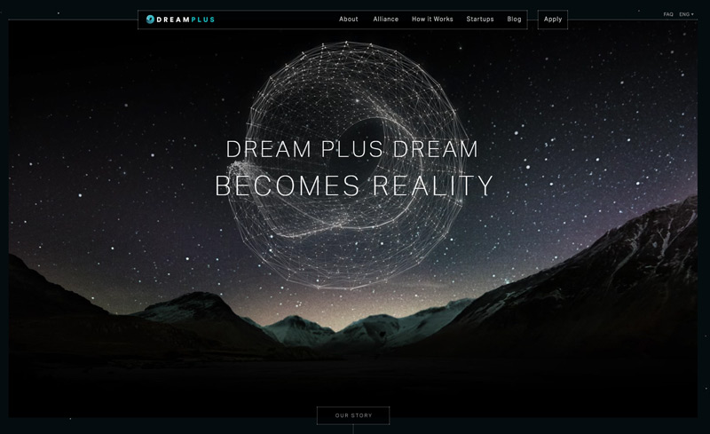 DreamPlus in 30个深色又大气的高品质网页设计灵感