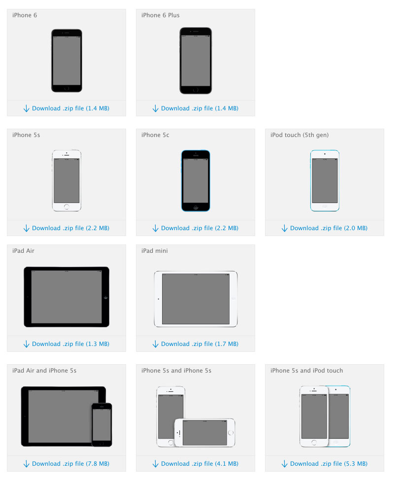 2014年秋季苹果官方出品的设备PSD展示模型下载（iPhone6，iPad，iPod touch）