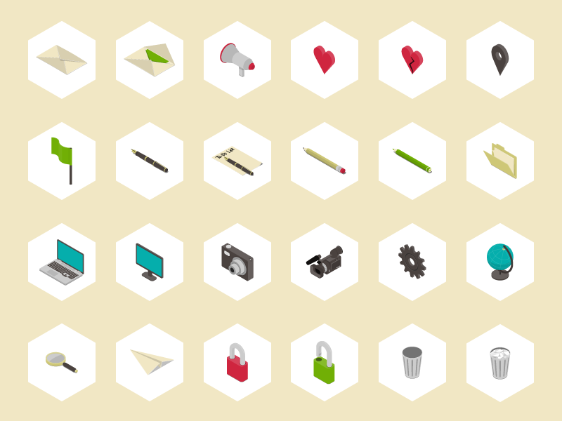 Simple 3D - Free Icon Set by Balázs-Hegedüs József in 2014年9月的免费扁平化图标套装合集下载