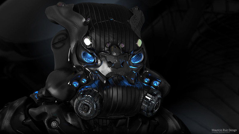 368L - A Tactical Helmet Rig, Mauricio Ruiz in  25个令人难以置信的3D机器人设计欣赏