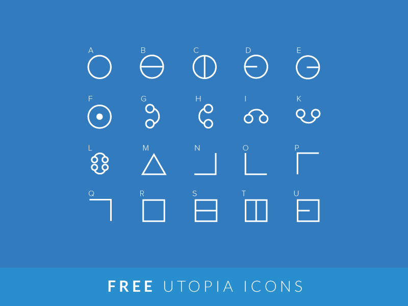 Free Utopia Icons in 2014年8月份汇总的25个免费的扁平化图标套装下载