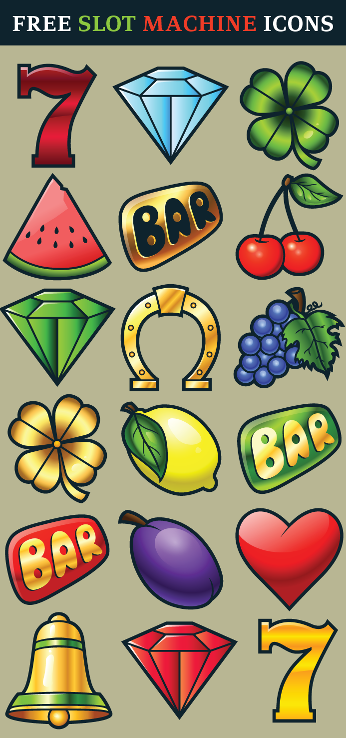 Free Classic Slot Machine Icons by pixaroma in 2014年8月份汇总的25个免费的扁平化图标套装下载