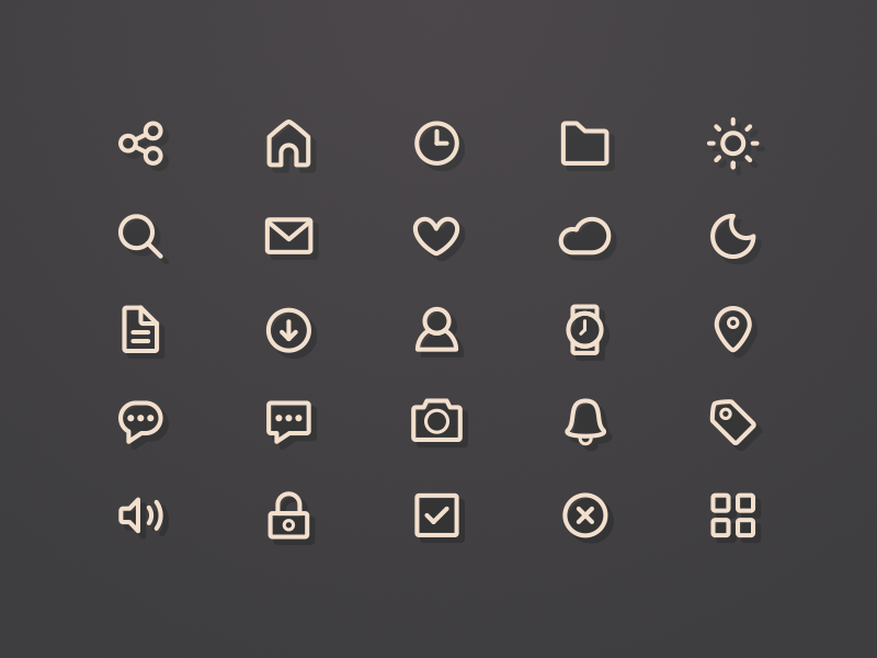 25 Lined Icons by Sunbzy in 2014年10月的28个免费扁平化图标合集