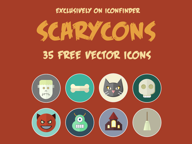 Free halloween color icons by Icons Mind in 2014年10月的28个免费扁平化图标合集