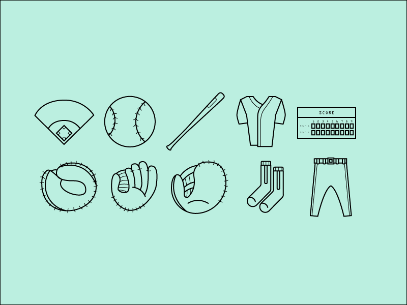 Baseball Icons by Grant Fisher in 23个免费的扁平化图标下载（带IOS8图标）
