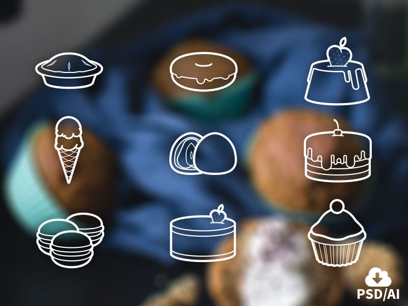 Free Set of Sweets Icons by Oxygenna in 23个免费的扁平化图标下载（带IOS8图标）