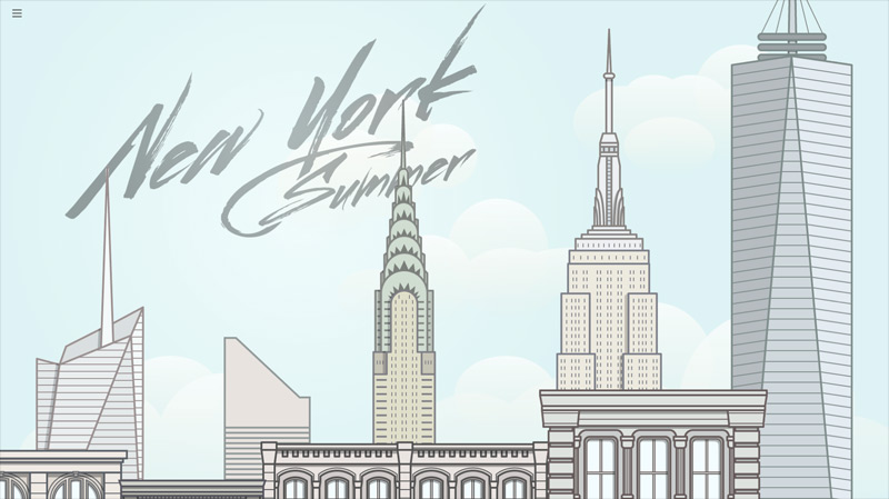 New York Summer in 为您准备的35个新鲜的单页网站设计灵感欣赏