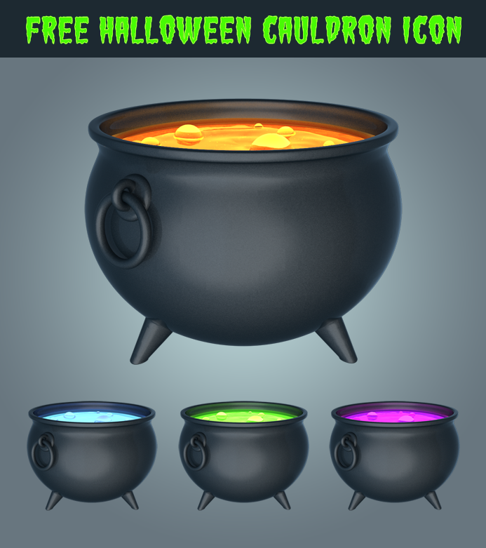 Free Halloween Cauldron Icon 3D by pixaroma in 23个免费的扁平化图标下载（带IOS8图标）