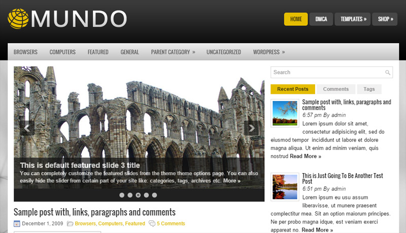 Mundo in 2014年10月出炉的35个特别的Wordpress皮肤下载