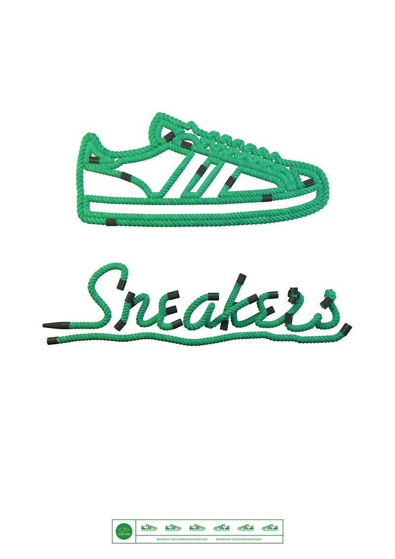 Sneakers Typography by Wes L Cockx in 时尚有创意的字体设计灵感分享