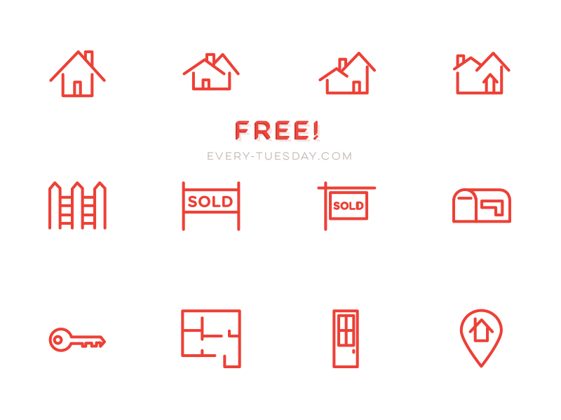 Free Real Estate Vector Icon Set by Teela Cunningham in 23个免费的扁平化图标下载（带IOS8图标）