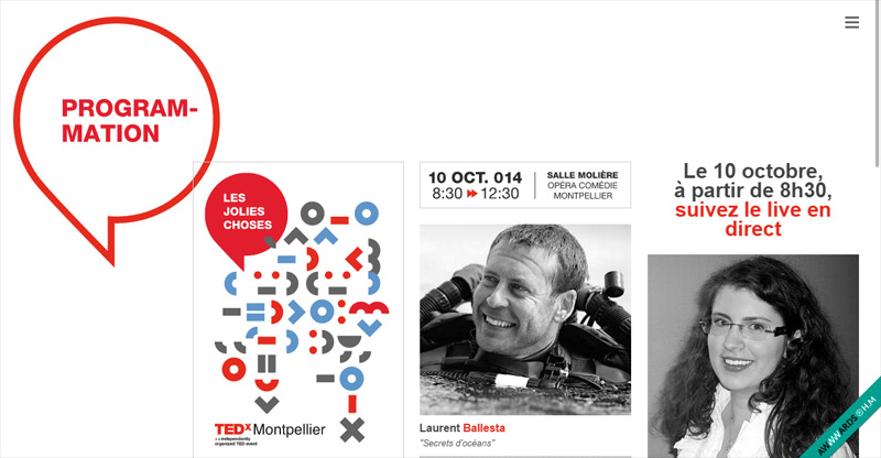 TedxMontpellier in 25个大气的用留白空间设计的网站欣赏