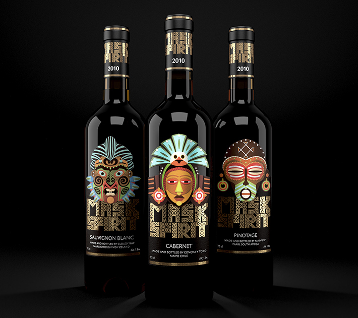 Mask Spirit: Collection of New World Wines in 2014年10月最新的包装设计灵感欣赏