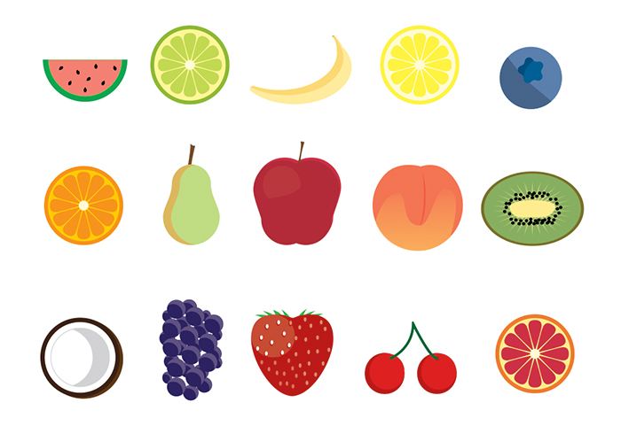 15 Free Fruit Icons by James George in 23个免费的扁平化图标下载（带IOS8图标）