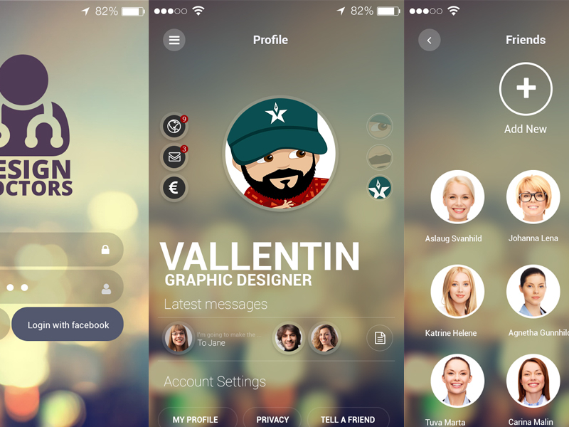 Social UI App PSD - Design Doctors by Graphics Bay Team in2014年11月最新的手机app界面ui套装psd下载