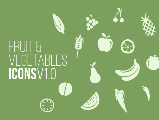 Free Fruits & Vegetables Icon Set by Wassim in 2014年11月的22个免费扁平化图标合集