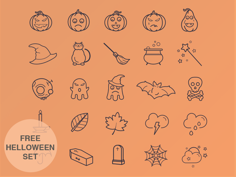 Halloween Icon Set by Tamara in 2014年11月的22个免费扁平化图标合集