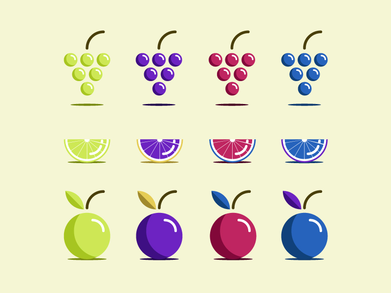 Assorted Colorful Fruit by Sebastian Kamph in 2014年11月的22个免费扁平化图标合集