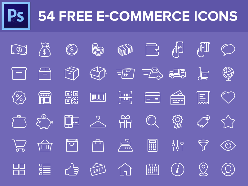 54 Free e-commerce icons by Virgil Pana in 2014年11月的22个免费扁平化图标合集