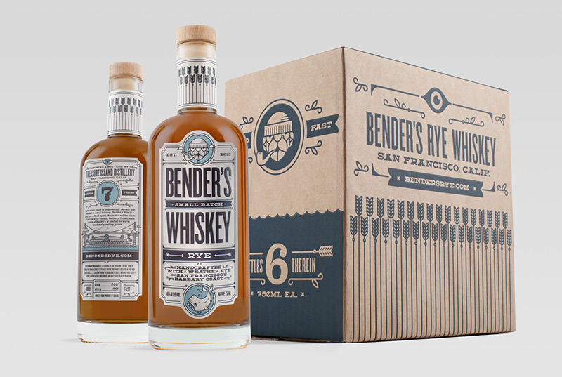 Bender's Rye Whiskey by Okay in Package Design Inspiration for December 2014