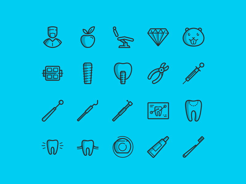 20 free dental icons by Yegor Shustov in 40个圣诞矢量图标的饕餮大餐下载