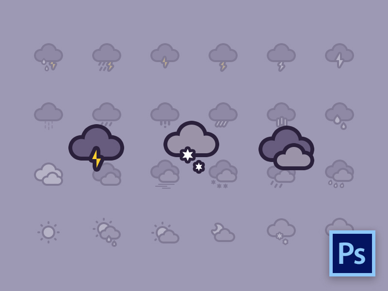 Weather Icons Freebie by Michael Wang in 40个圣诞矢量图标的饕餮大餐下载