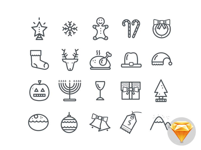 20 Christmas Icons by Maximlian Hennebach in 40个圣诞矢量图标的饕餮大餐下载