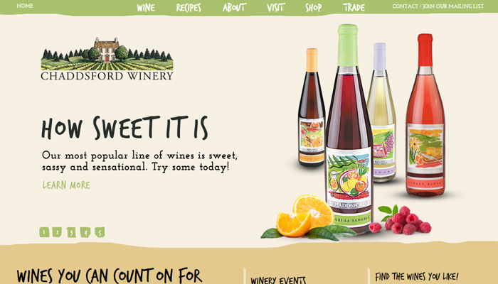 30个值得赞叹的葡萄酒厂和葡萄庄园网站设计欣赏chaddsford winery vineyard homepage simple