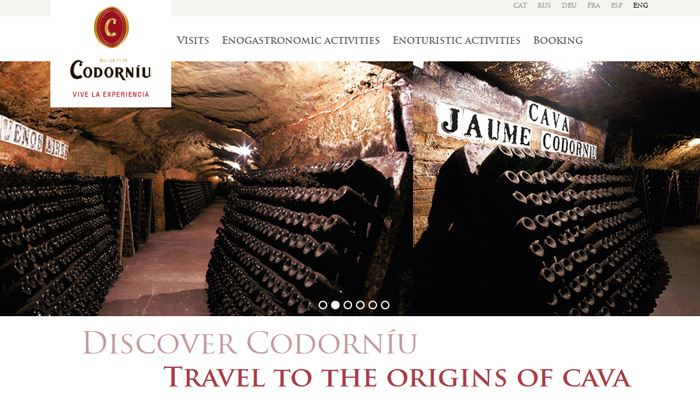 30个值得赞叹的葡萄酒厂和葡萄庄园网站设计欣赏spain spanish codorniu cavas website fullscreen