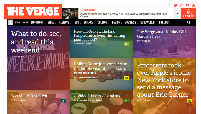30个在线杂志风格的网页设计排版灵感欣赏dark homepage the verge magazine layout