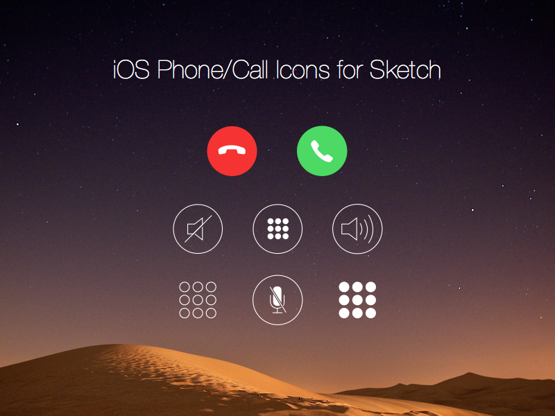 Free iOS Phone/Call Icons for Sketch by Sarah Li 2015年1月的扁平化图标合集下载