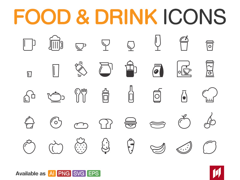 Food & Drink icons by NAS in 2015年1月的23个免费的扁平化图标合集下载