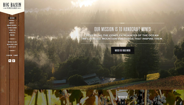 30个值得赞叹的葡萄酒厂和葡萄庄园网站设计欣赏big basin vineyards website vertical navigation