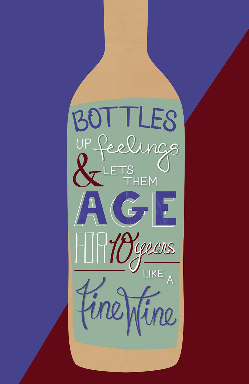 Bottles up Feelings by Camika Blackwell in 20个清新明快并流畅体最新创意字体设计欣赏