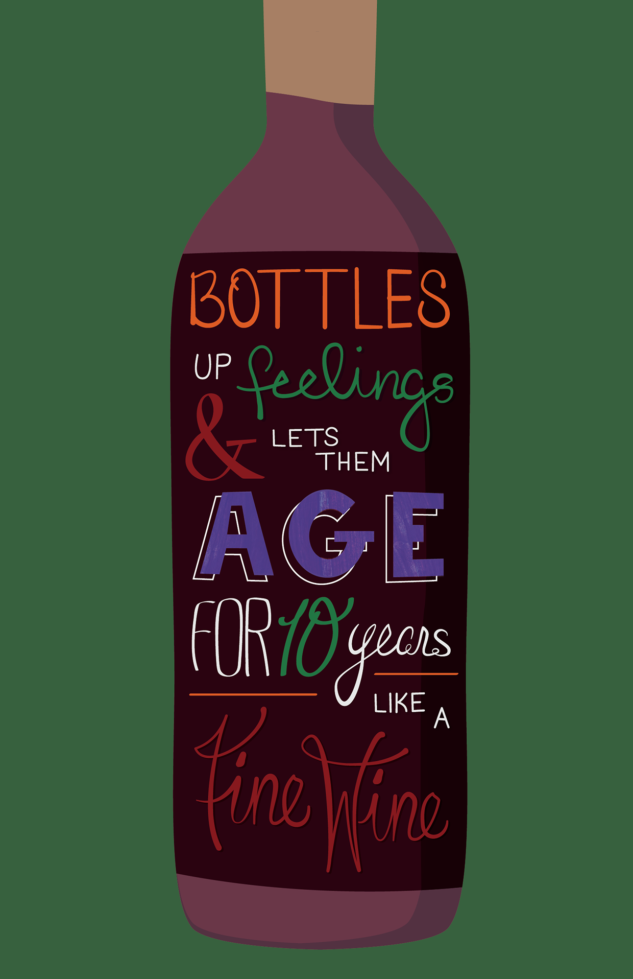 Bottles up Feelings by Camika Blackwell in 20个清新明快并流畅体最新创意字体设计欣赏