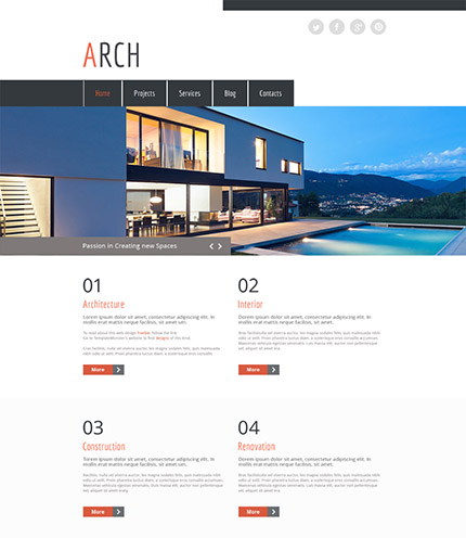 30个惊人的网页设计模版下载Free HTML5 Architect Portfolio Site