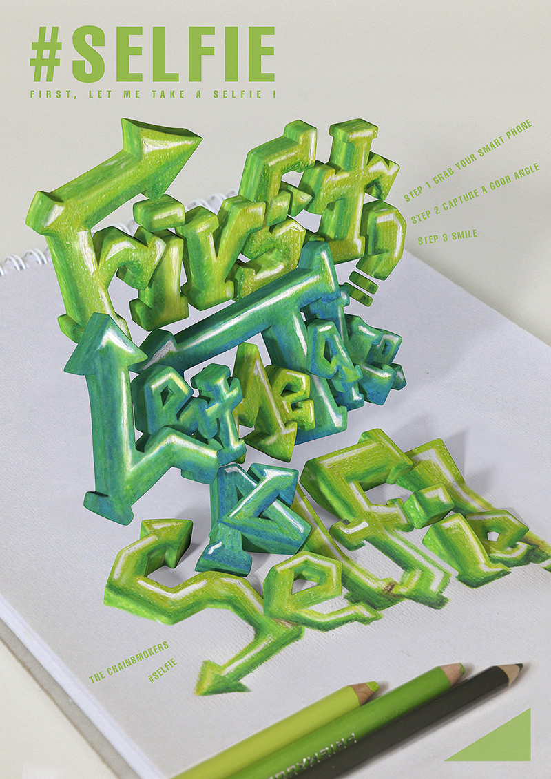 Seflie by Shun-ya Chang in 20个清新明快并流畅体最新创意字体设计欣赏